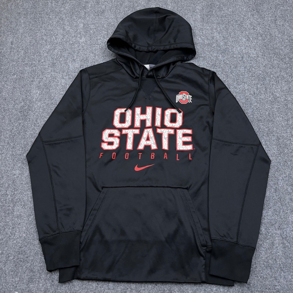 Nike Ohio State Buckeyes Football Hoodie Men's Small Black Therma-FIT Pullover